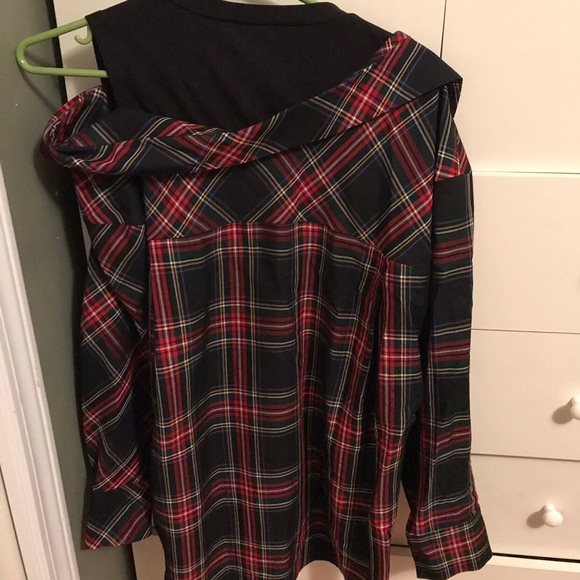 Maje red plaid tartan off shoulder top - Picture 4 of 4